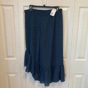 NWT H&M Navy Blue Floral Asymmetrical Skirt with Florets Print